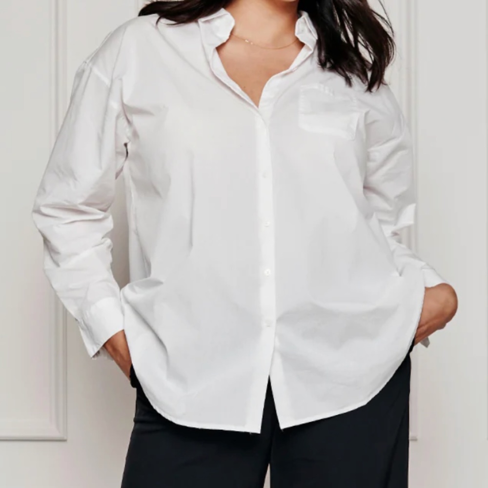 Summersalt Boyfriend White Button Up Shirt